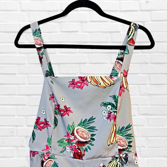 Amanda's Place Floral Sleeveless Jumpsuit Wide Leg Tropical Fruit Romper Dress - Picture 5 of 13